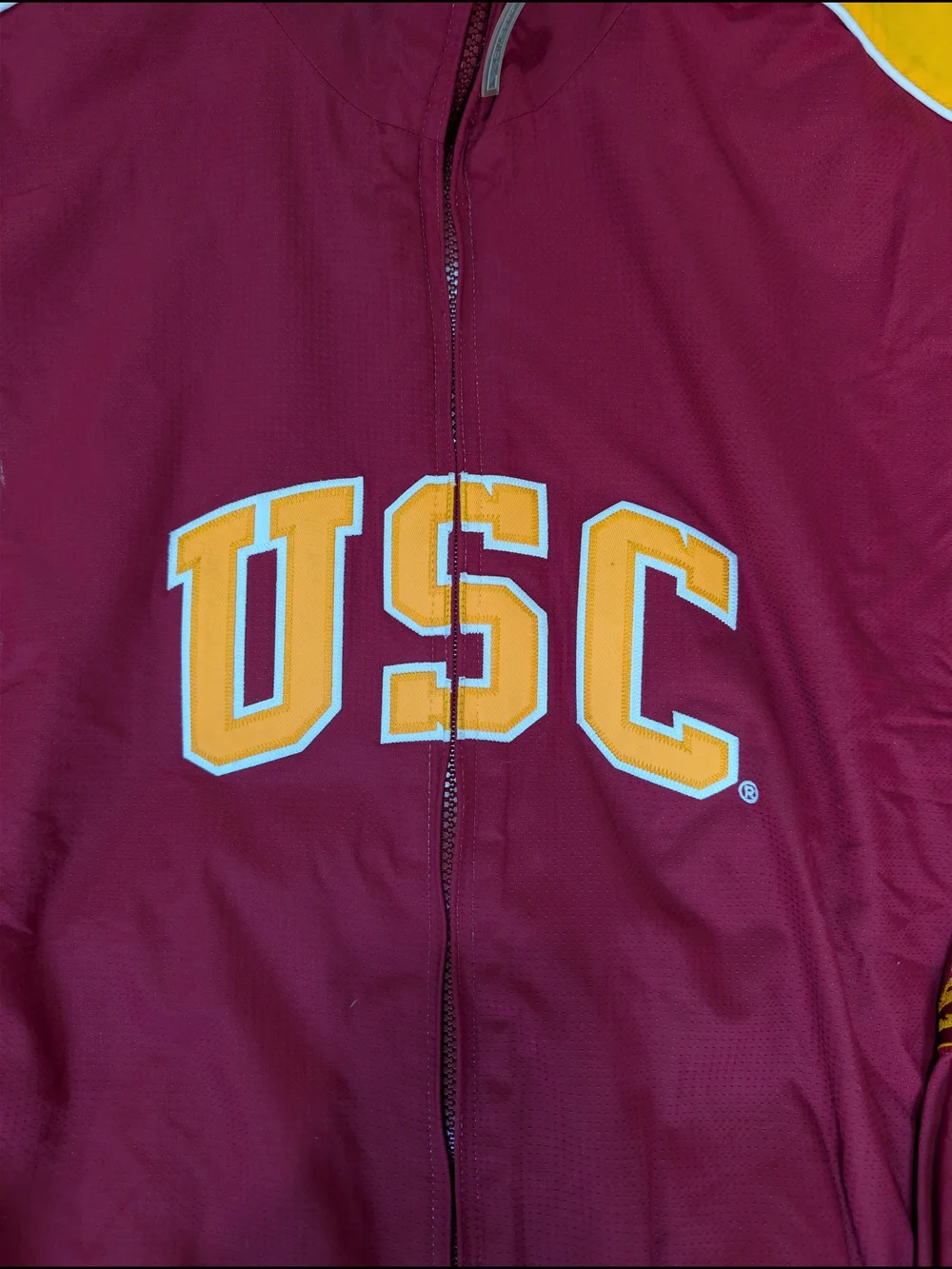 VTG USC Trojans Jacket XXL Majestic NCAA College Red Gold Full Zip Embroidered